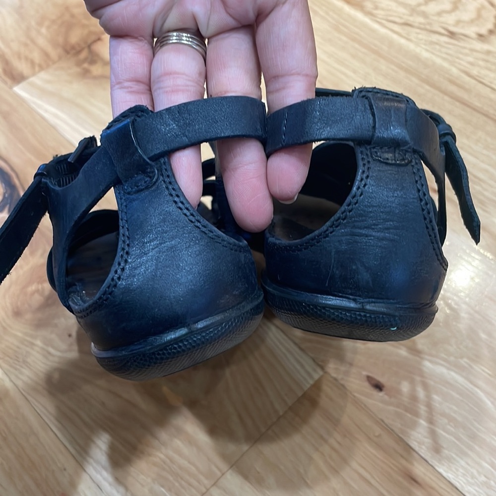 Ecco black leather Strappy sandal shoes Sz 4 35 EU flash luxe - Picture 6 of 9